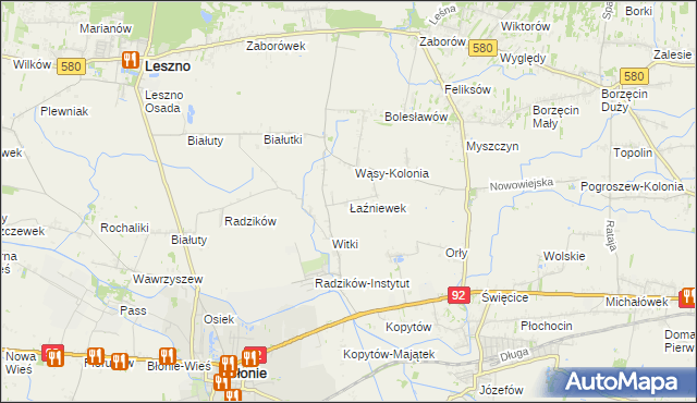 mapa Łaźniewek, Łaźniewek na mapie Targeo