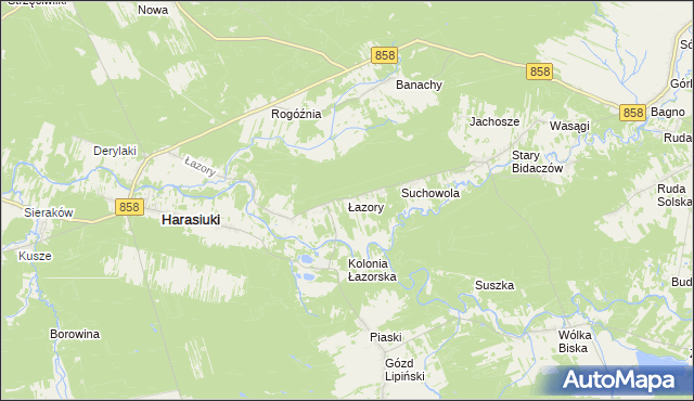 mapa Łazory, Łazory na mapie Targeo