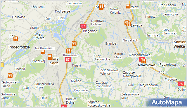 mapa Łazy Biegonickie, Łazy Biegonickie na mapie Targeo