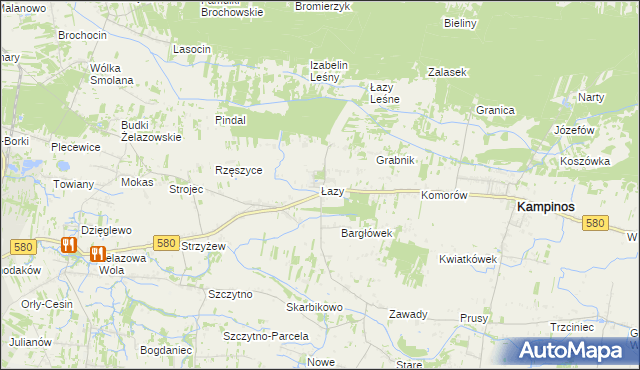 mapa Łazy gmina Kampinos, Łazy gmina Kampinos na mapie Targeo