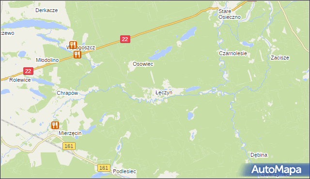 mapa Łęczyn gmina Dobiegniew, Łęczyn gmina Dobiegniew na mapie Targeo