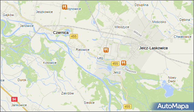 mapa Łęg gmina Jelcz-Laskowice, Łęg gmina Jelcz-Laskowice na mapie Targeo