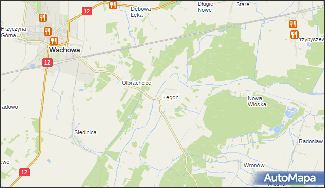 mapa Łęgoń, Łęgoń na mapie Targeo