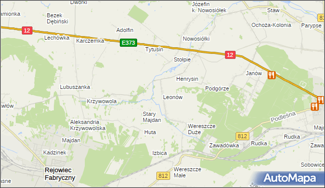 mapa Leonów gmina Rejowiec, Leonów gmina Rejowiec na mapie Targeo