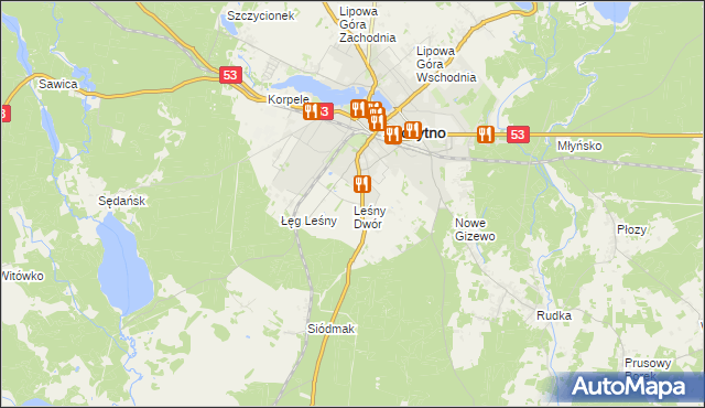 mapa Leśny Dwór gmina Szczytno, Leśny Dwór gmina Szczytno na mapie Targeo