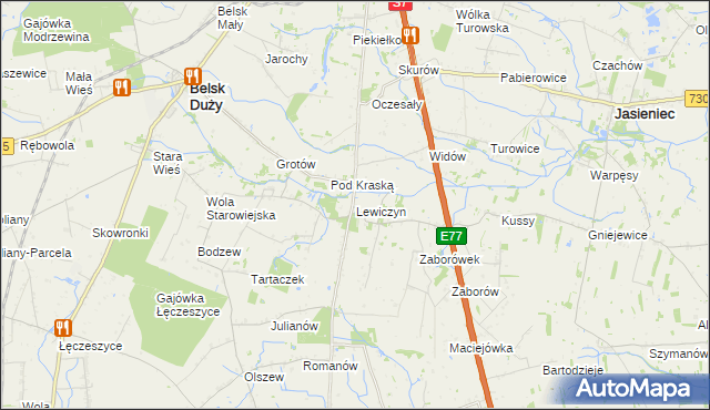 mapa Lewiczyn gmina Belsk Duży, Lewiczyn gmina Belsk Duży na mapie Targeo