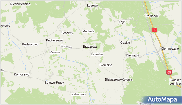 mapa Lipińskie gmina Grajewo, Lipińskie gmina Grajewo na mapie Targeo