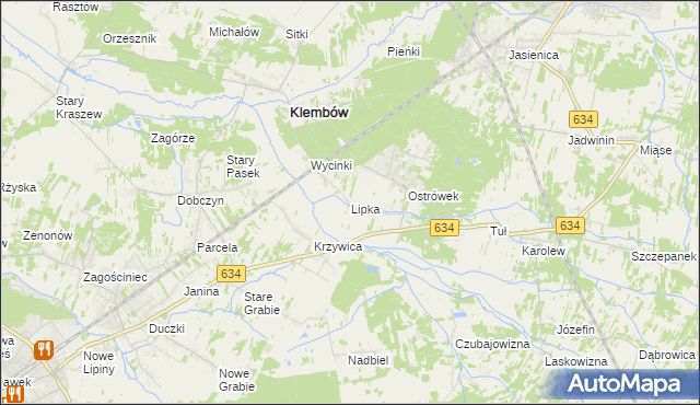 mapa Lipka gmina Klembów, Lipka gmina Klembów na mapie Targeo
