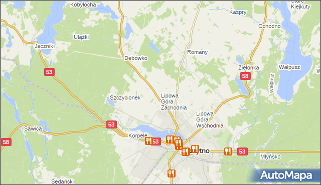 mapa Lipowa Góra Zachodnia, Lipowa Góra Zachodnia na mapie Targeo