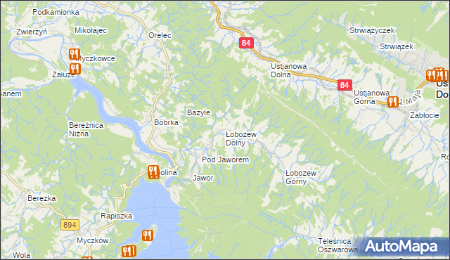 mapa Łobozew Dolny, Łobozew Dolny na mapie Targeo