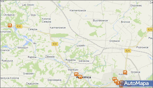 mapa Łopatki gmina Wąwolnica, Łopatki gmina Wąwolnica na mapie Targeo