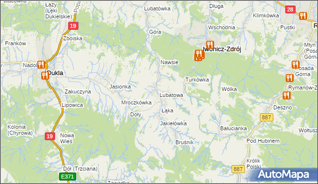 mapa Lubatowa, Lubatowa na mapie Targeo