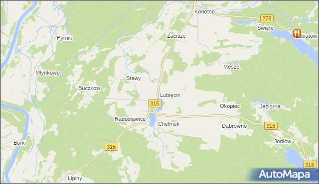 mapa Lubięcin, Lubięcin na mapie Targeo