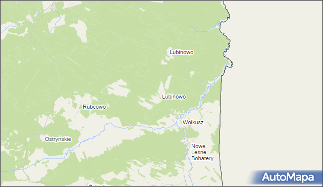 mapa Lubinowo gmina Lipsk, Lubinowo gmina Lipsk na mapie Targeo