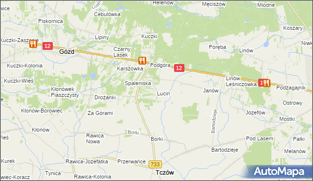 mapa Lucin gmina Tczów, Lucin gmina Tczów na mapie Targeo