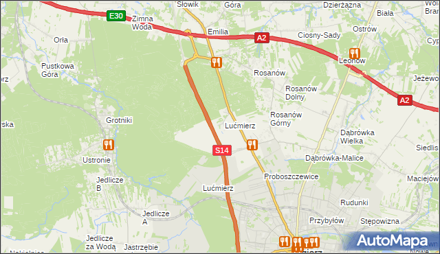 mapa Lućmierz-Las, Lućmierz-Las na mapie Targeo