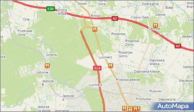 mapa Lućmierz-Ośrodek, Lućmierz-Ośrodek na mapie Targeo