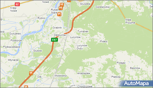 mapa Lucynów Duży, Lucynów Duży na mapie Targeo