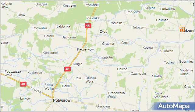 mapa Łukaszów gmina Radzanów, Łukaszów gmina Radzanów na mapie Targeo