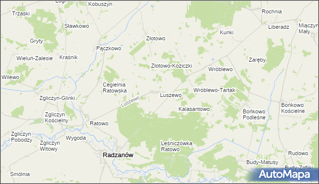 mapa Luszewo gmina Radzanów, Luszewo gmina Radzanów na mapie Targeo