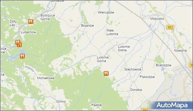 mapa Lutomia Górna, Lutomia Górna na mapie Targeo