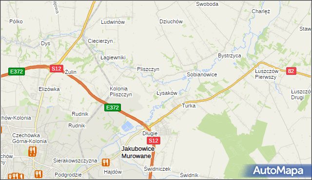 mapa Łysaków gmina Wólka, Łysaków gmina Wólka na mapie Targeo