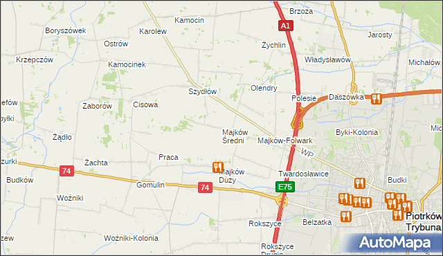 mapa Majków Średni, Majków Średni na mapie Targeo