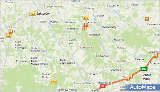 mapa Makówka gmina Grodzisk Mazowiecki, Makówka gmina Grodzisk Mazowiecki na mapie Targeo