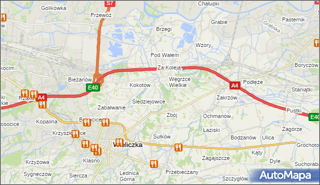 mapa Mała Wieś gmina Wieliczka, Mała Wieś gmina Wieliczka na mapie Targeo