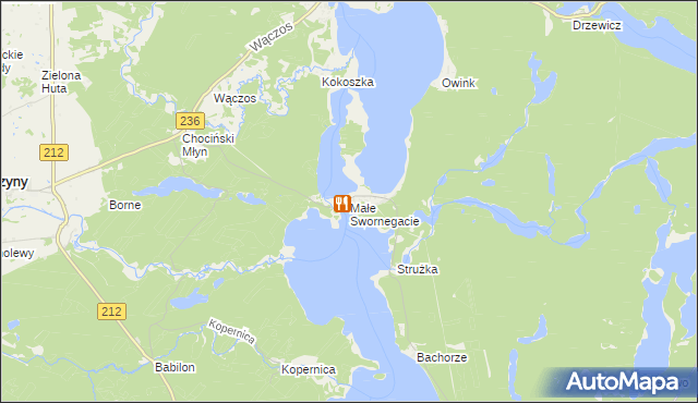 mapa Małe Swornegacie, Małe Swornegacie na mapie Targeo