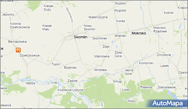 mapa Malinówka gmina Skomlin, Malinówka gmina Skomlin na mapie Targeo