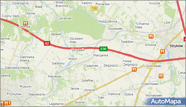 mapa Marcjanka gmina Zgierz, Marcjanka gmina Zgierz na mapie Targeo