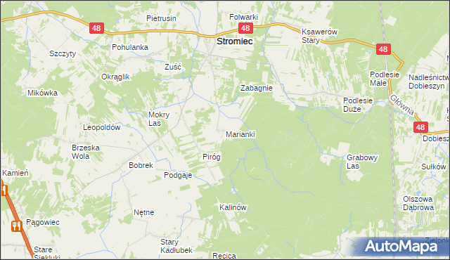 mapa Marianki gmina Stromiec, Marianki gmina Stromiec na mapie Targeo