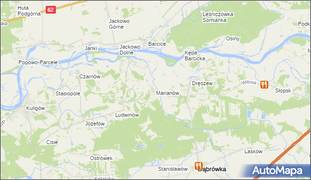 mapa Marianów gmina Dąbrówka, Marianów gmina Dąbrówka na mapie Targeo