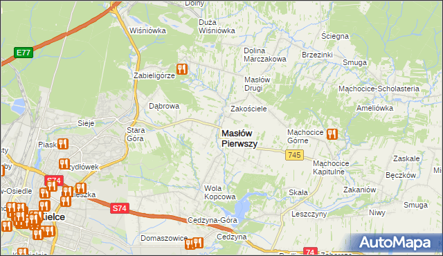 mapa Masłów Pierwszy, Masłów Pierwszy na mapie Targeo