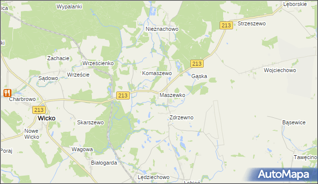 mapa Maszewko gmina Wicko, Maszewko gmina Wicko na mapie Targeo