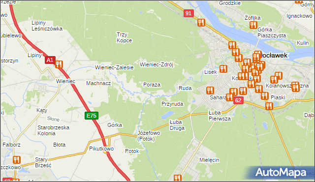 mapa Mazury gmina Brześć Kujawski, Mazury gmina Brześć Kujawski na mapie Targeo