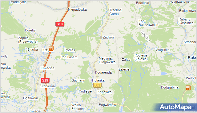 mapa Medynia Głogowska, Medynia Głogowska na mapie Targeo
