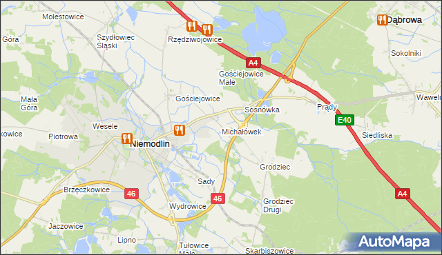 mapa Michałówek gmina Niemodlin, Michałówek gmina Niemodlin na mapie Targeo