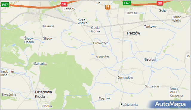 mapa Miechów gmina Perzów, Miechów gmina Perzów na mapie Targeo