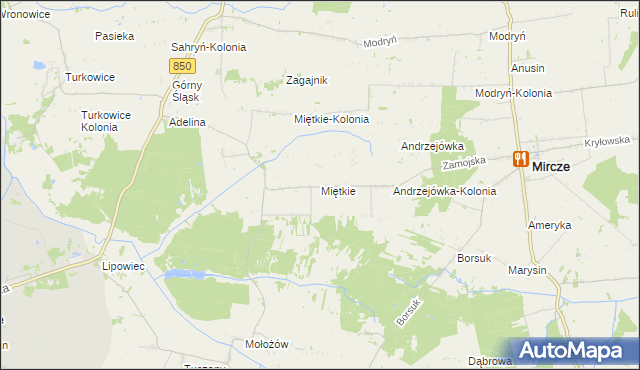 mapa Miętkie gmina Mircze, Miętkie gmina Mircze na mapie Targeo