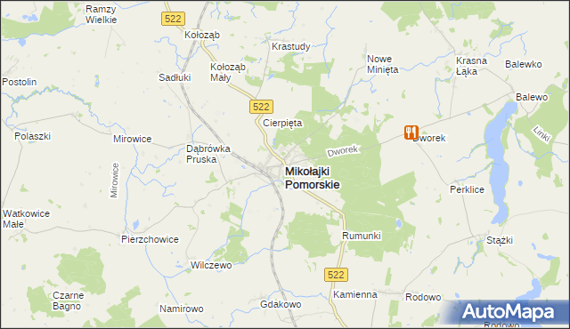 mapa Mikołajki Pomorskie, Mikołajki Pomorskie na mapie Targeo