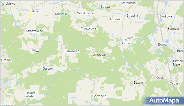 mapa Mikorzyce gmina Wołów, Mikorzyce gmina Wołów na mapie Targeo