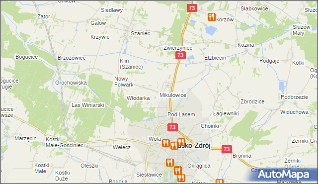 mapa Mikułowice gmina Busko-Zdrój, Mikułowice gmina Busko-Zdrój na mapie Targeo