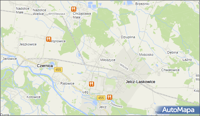 mapa Miłoszyce, Miłoszyce na mapie Targeo