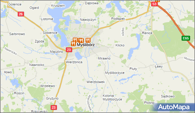 mapa Mirawno, Mirawno na mapie Targeo