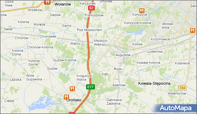 mapa Młodocin Mniejszy, Młodocin Mniejszy na mapie Targeo