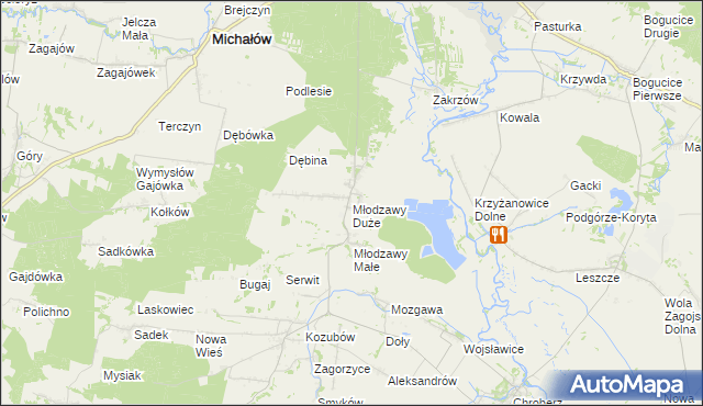 mapa Młodzawy Duże, Młodzawy Duże na mapie Targeo