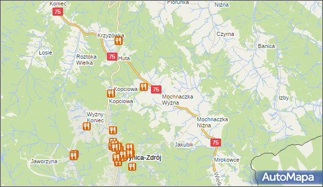 mapa Mochnaczka Wyżna, Mochnaczka Wyżna na mapie Targeo