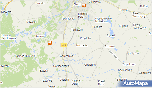 mapa Moczadła gmina Brodnica, Moczadła gmina Brodnica na mapie Targeo